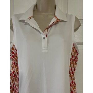 Daily Sports Golf Shirt Top Watermelon‎ & White Amir Size L Polyester Blouse NEW